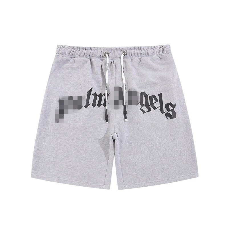 Palm Angels Logo Print Heather Gray Sweat Shorts - 1