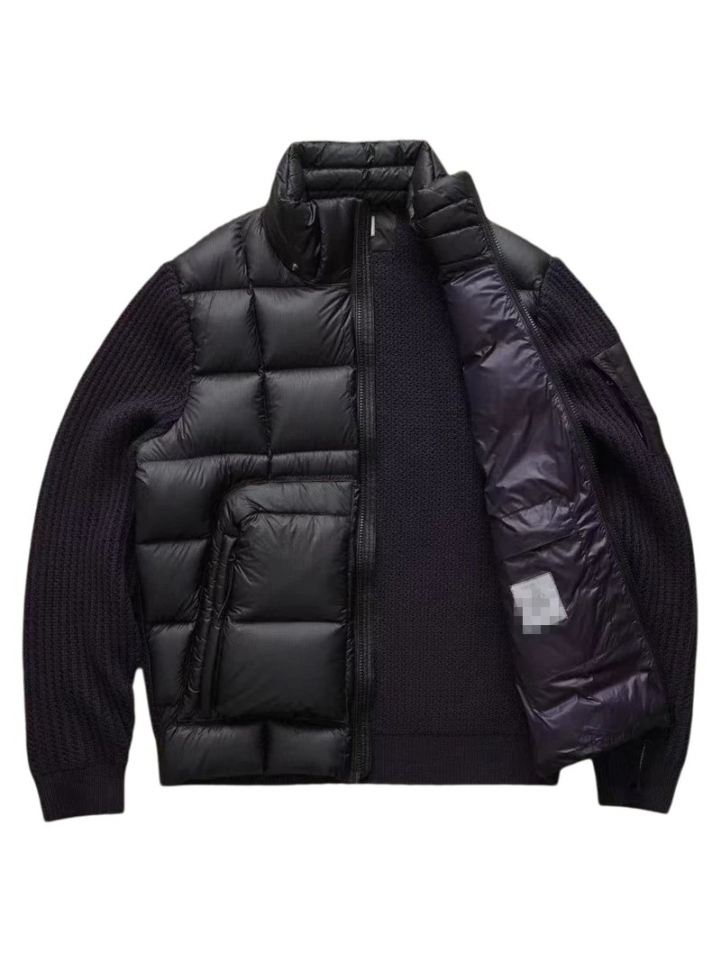 C.P. Company Goggle Jacket Brown / Navy Hybrid Down Jacket - 4