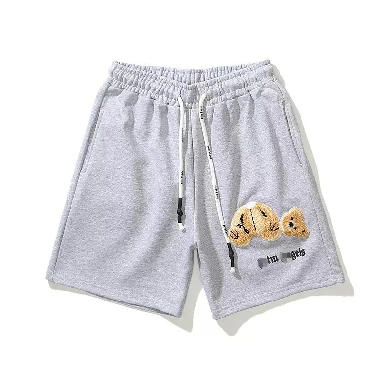 Palm Angels Teddy Bear Embroidered Gray Sweat Shorts - 1