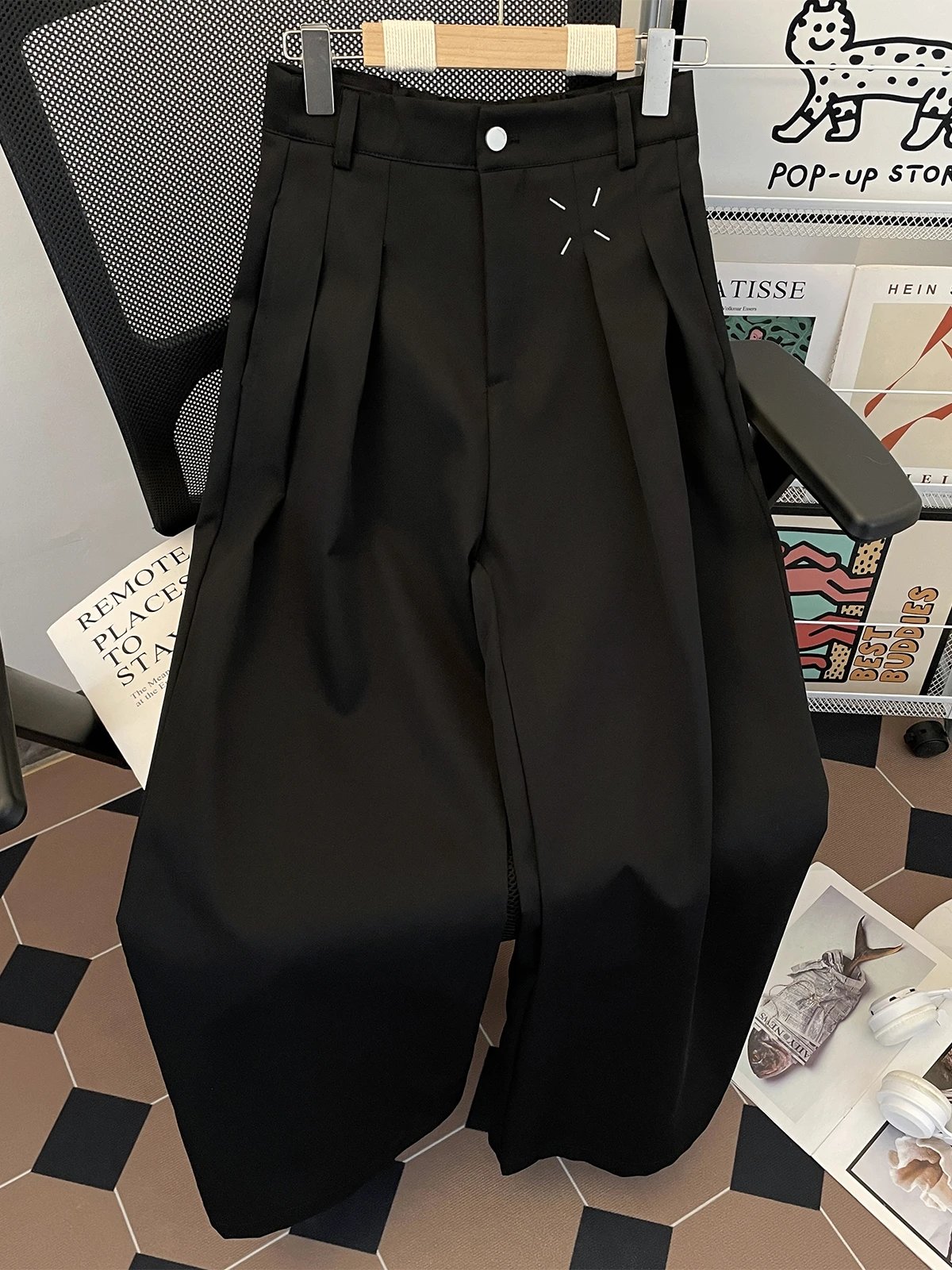 Three-Dimensional Deconstructed Niche Drape Wide-Leg Suit