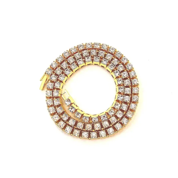 Design Iced Out Tennis Chain Necklace Gold Jewelry - 1