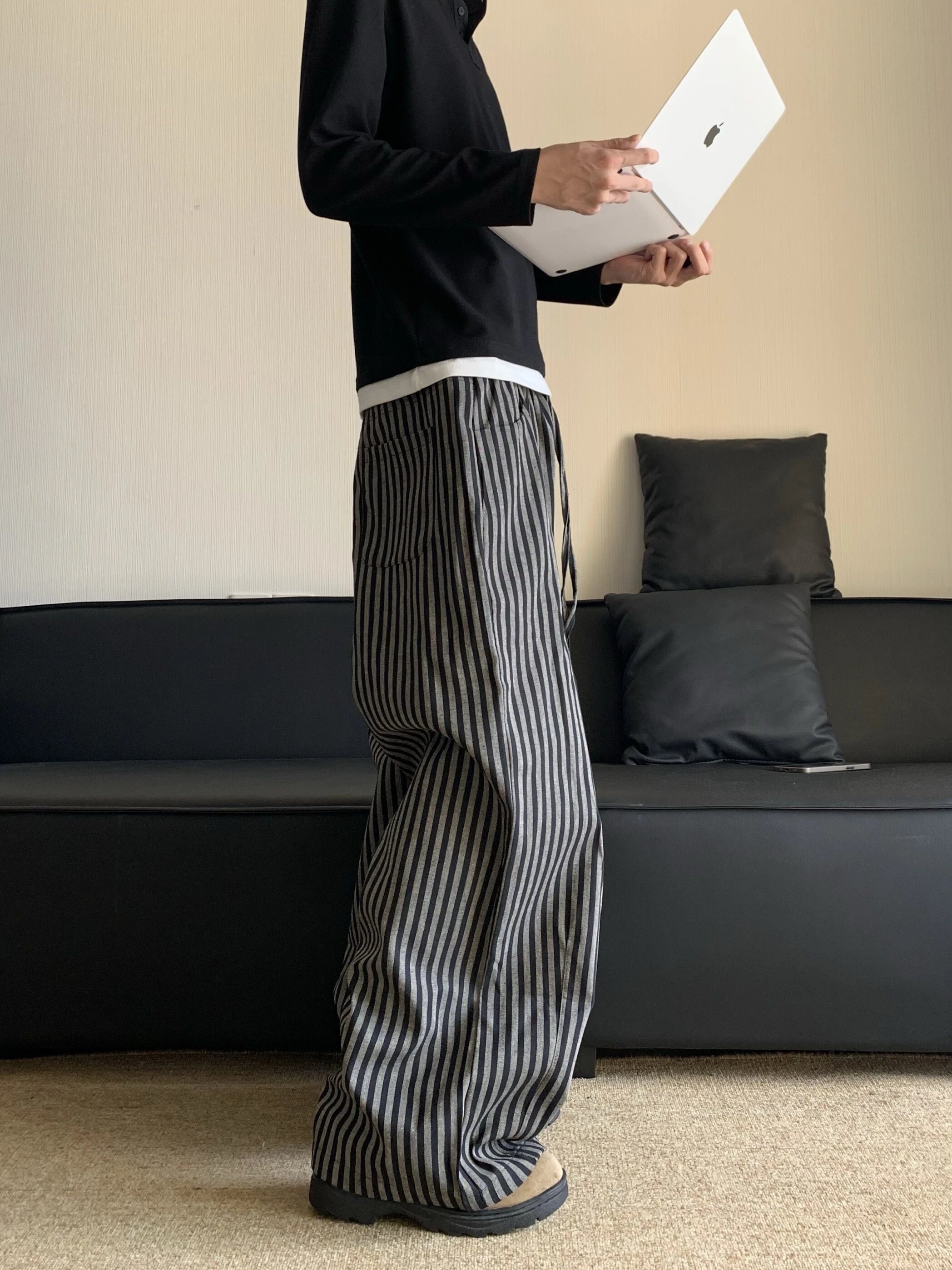 Cabbage Coke Relaxed Feeling Loose Vertical Striped Casual 2