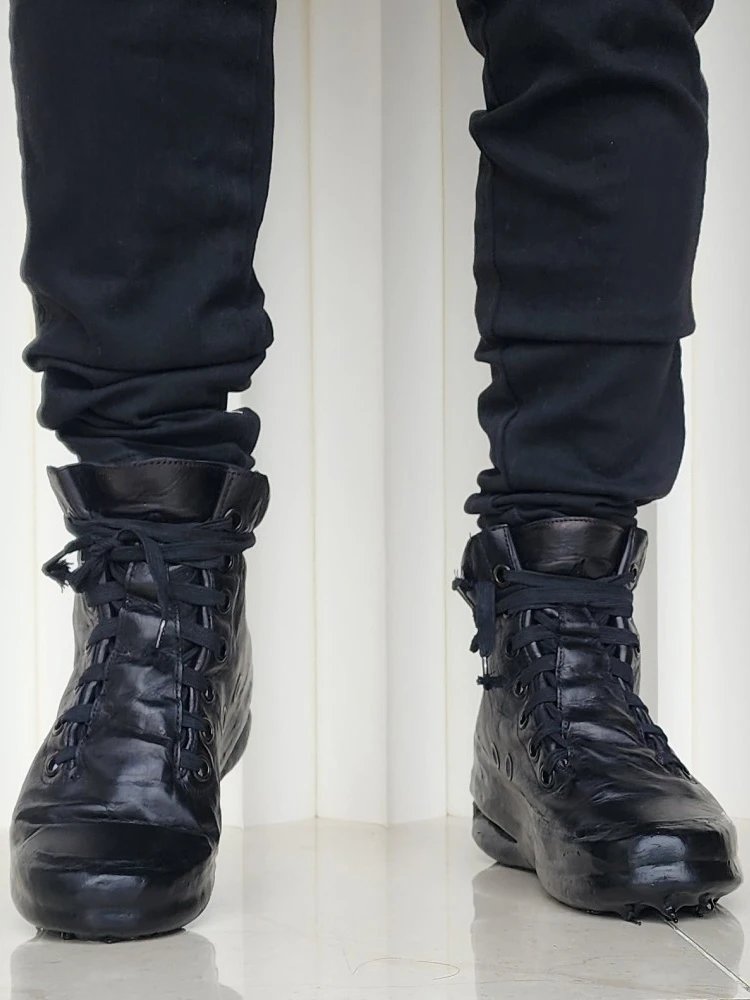 Design Custom Black Patent Leather Air-Sole Boots - 3