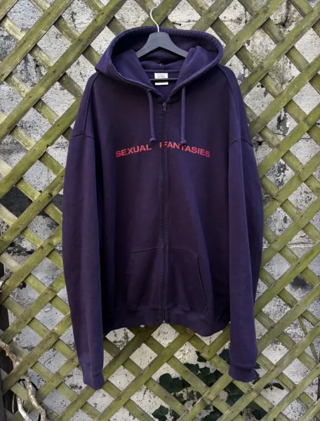 Vetements Sexual Fantasies Purple Zip-Up Hoodie - 3