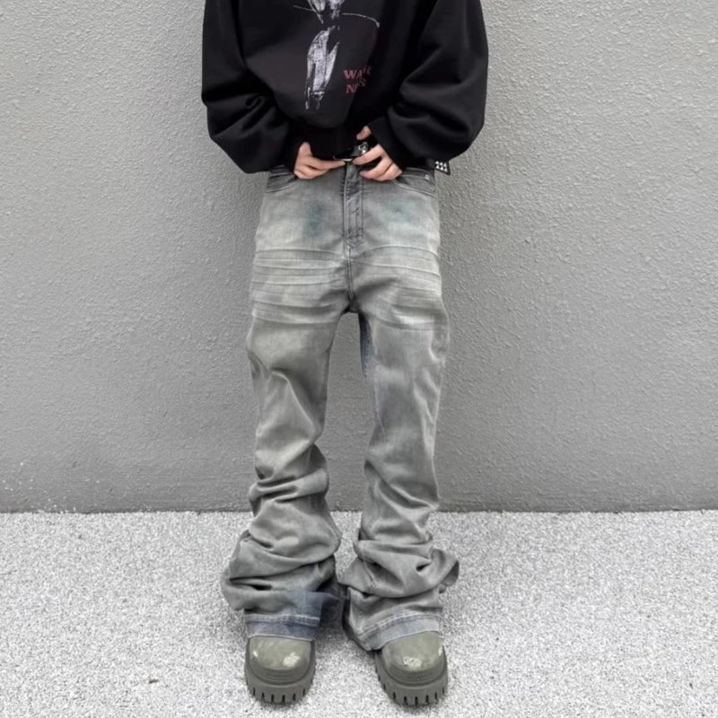 Other Jeans Flared Brushed Floor-Length Grey