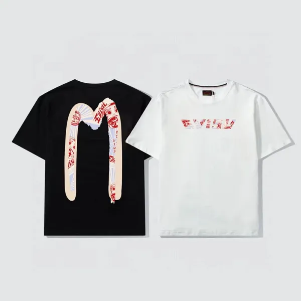 Evisu × Traditional Japanese Pattern Boomerang Graphic Black T-Shirt - 10
