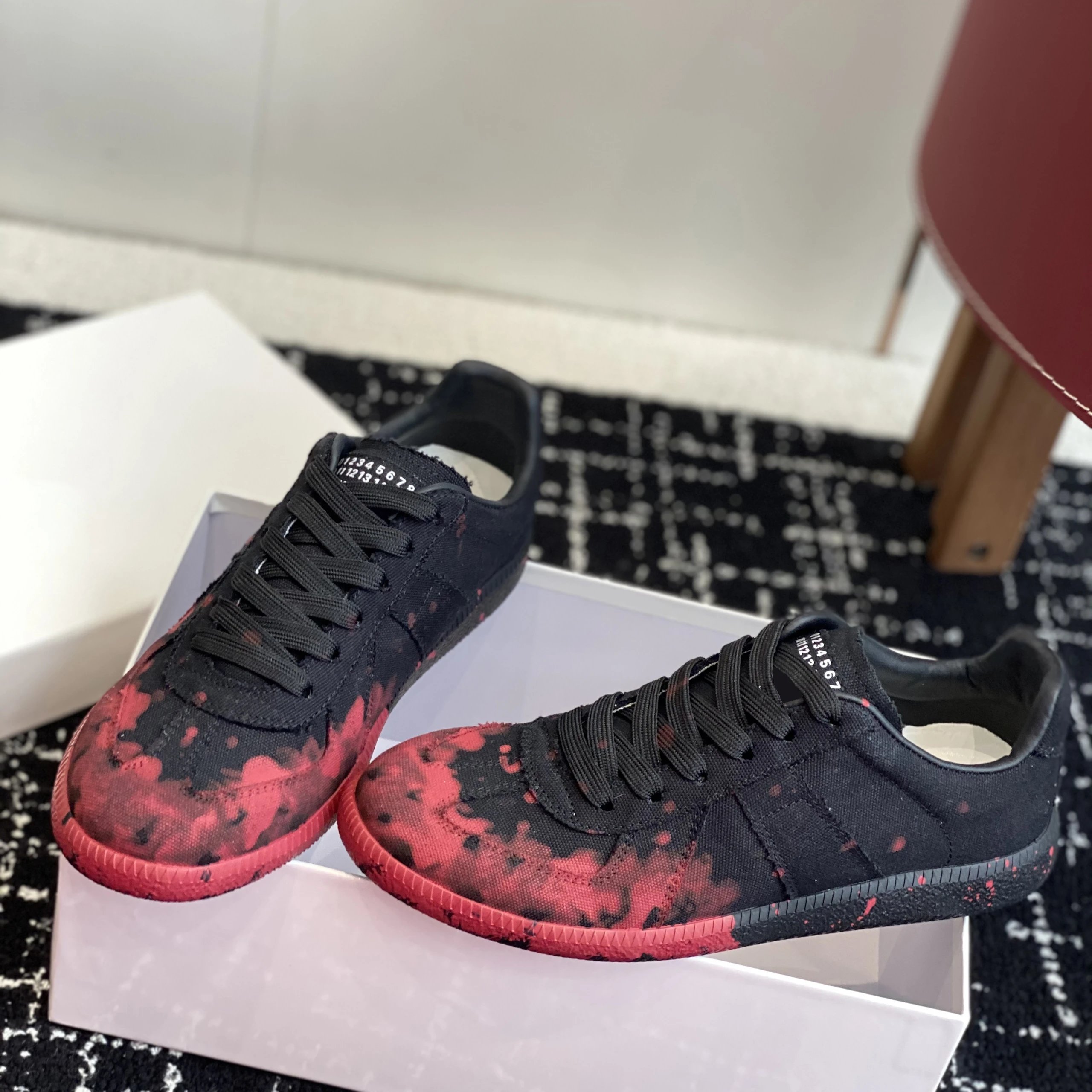 Canvas Ink Splatter Black Red
