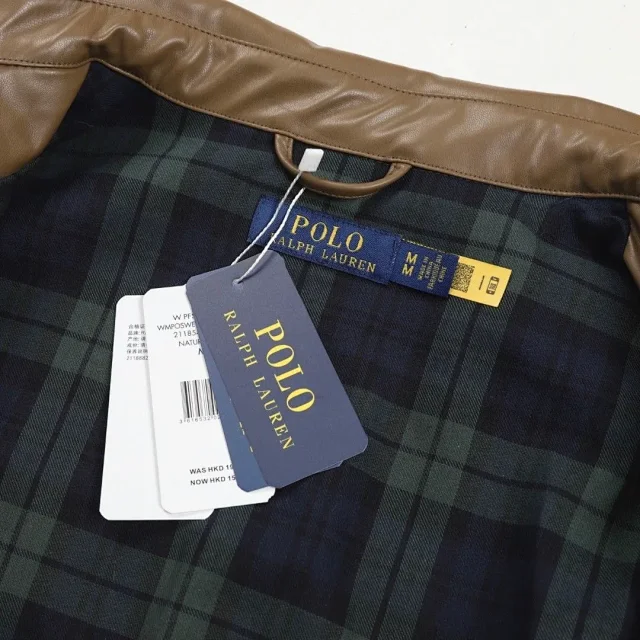 Polo Ralph Lauren Jackets Leather zip-up jacket with point collar and embroidered pony logo product detail image 7