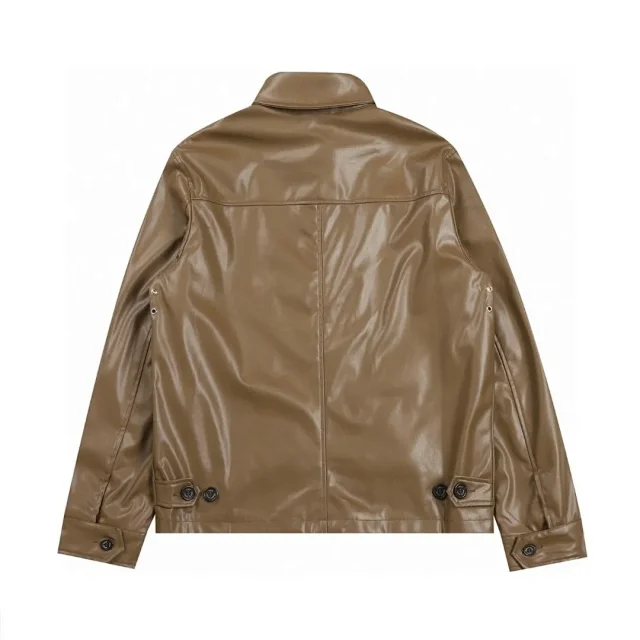 Polo Ralph Lauren Jackets Leather zip-up jacket with point collar and embroidered pony logo product detail image 14