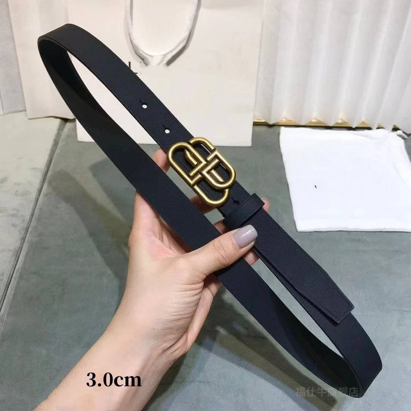 Paris Top-grain Leather Brass Buckle Bb Brand Belt · 2
