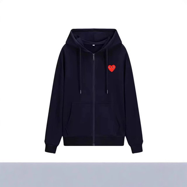 PLAY Cardigan Jacket Autumn and Winter New Couple Japanese Fashion Brand Loose Cardigan Hooded Sweater Men's Couple Dress Embroidery: seller detail photo 3