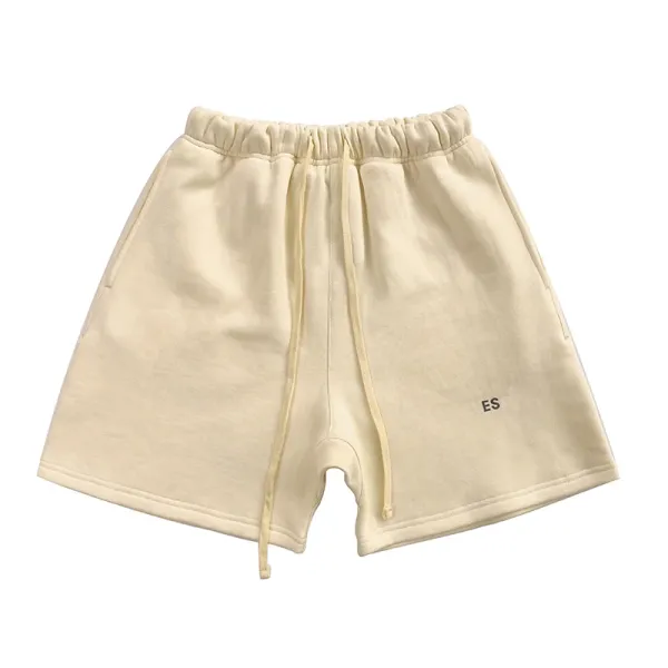 Design ES Logo Drawstring Shorts Beige - 1