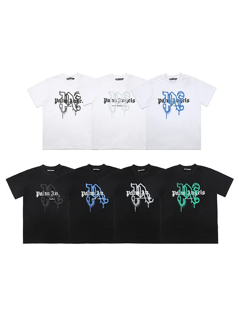 Palm Palm Angel Angels Letter Pure Cotton Shortsleeved Tshirt for Men and Women Couple Summer New Loose Top