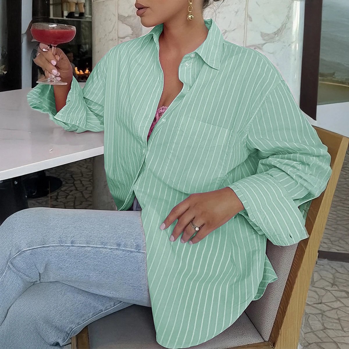 Striped shirt coat foto 3