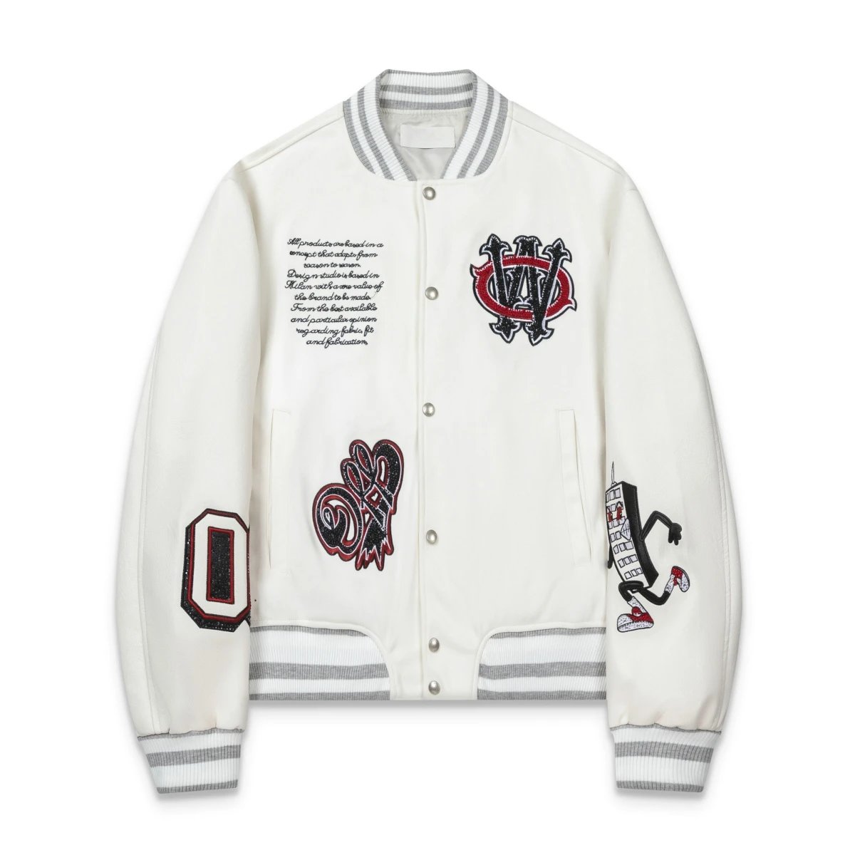 Marcelo Burlon County of Milan Embroidered Varsity Jacket White Outerwear
