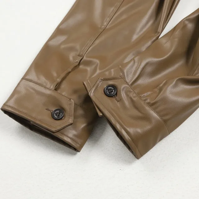 Polo Ralph Lauren Jackets Leather zip-up jacket with point collar and embroidered pony logo product detail image 12