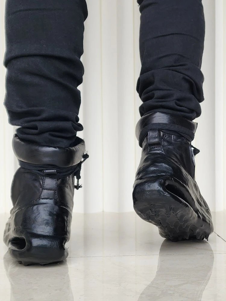Design Custom Black Patent Leather Air-Sole Boots - 4