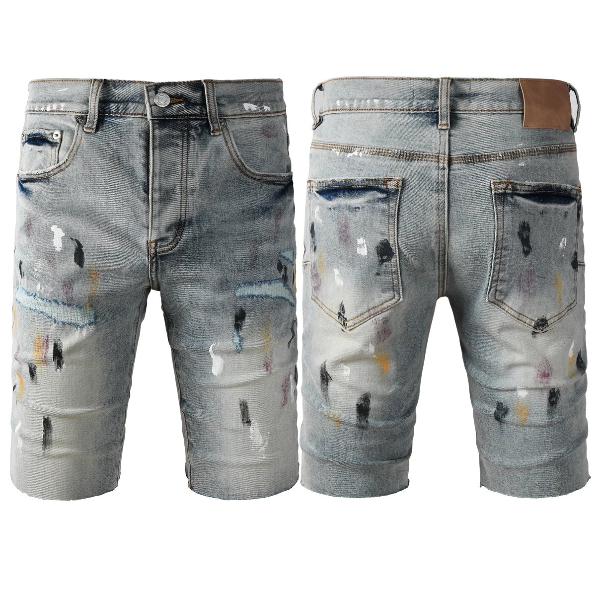 DSQUARED2 White Paint-Splatter Denim Shorts - 15/40