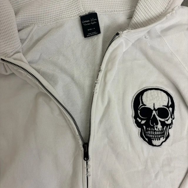 White Number Nine Double Skull Hoodies: seller detail photo 3
