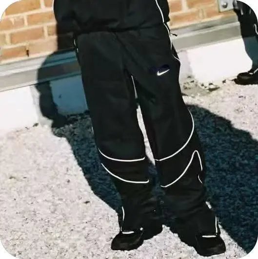 Nike Track Pants Black with White Piping Joggers