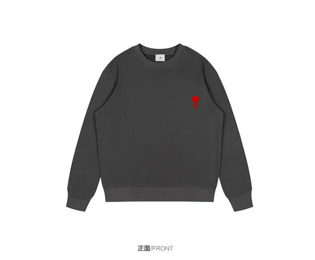 AMI Paris Hoodies & Sweatshirts Crewneck sweatshirt with red heart embroidery product detail image 13