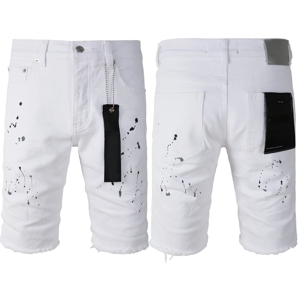 DSQUARED2 White Paint-Splatter Denim Shorts