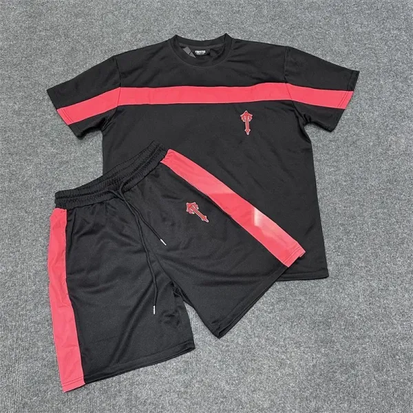 Corteiz Arrow Stripe Black Red Sports Set - 1