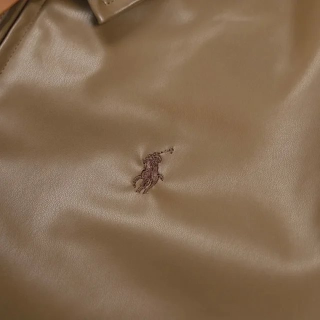 Polo Ralph Lauren Jackets Leather zip-up jacket with point collar and embroidered pony logo product detail image 8