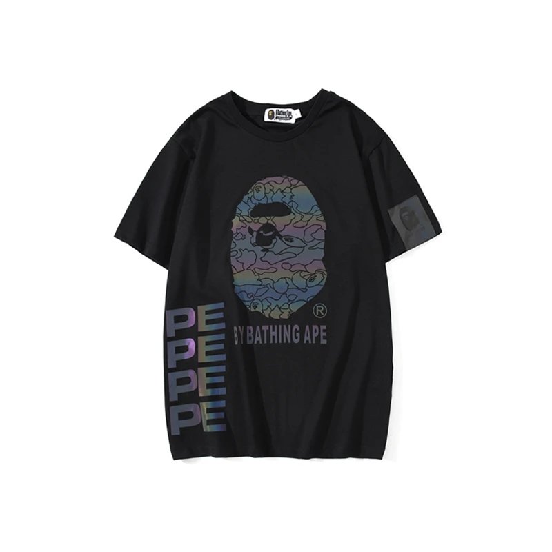 Japanese style Trendy Ape Shark Short Sleeve T-Shirt Male Youth New arrival Half Sleeve Round Neck Loose Plus size pure cotton Bottoming Shir