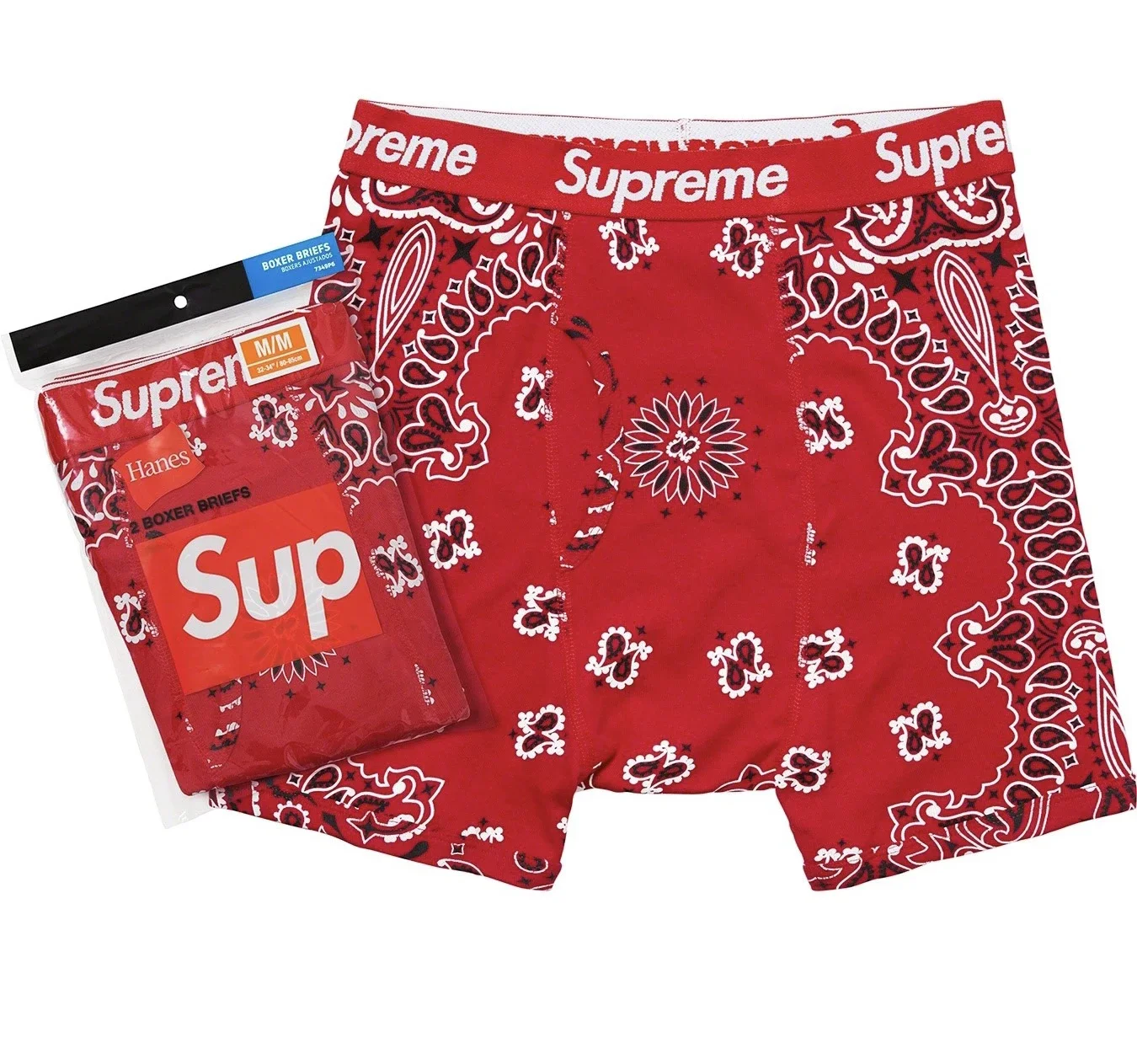 Supreme × Hanes Collaboration Men's Boxer Briefs (Paisley Print)