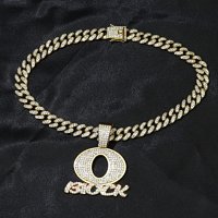 Gold pendant with diamond 45cm cuban cha