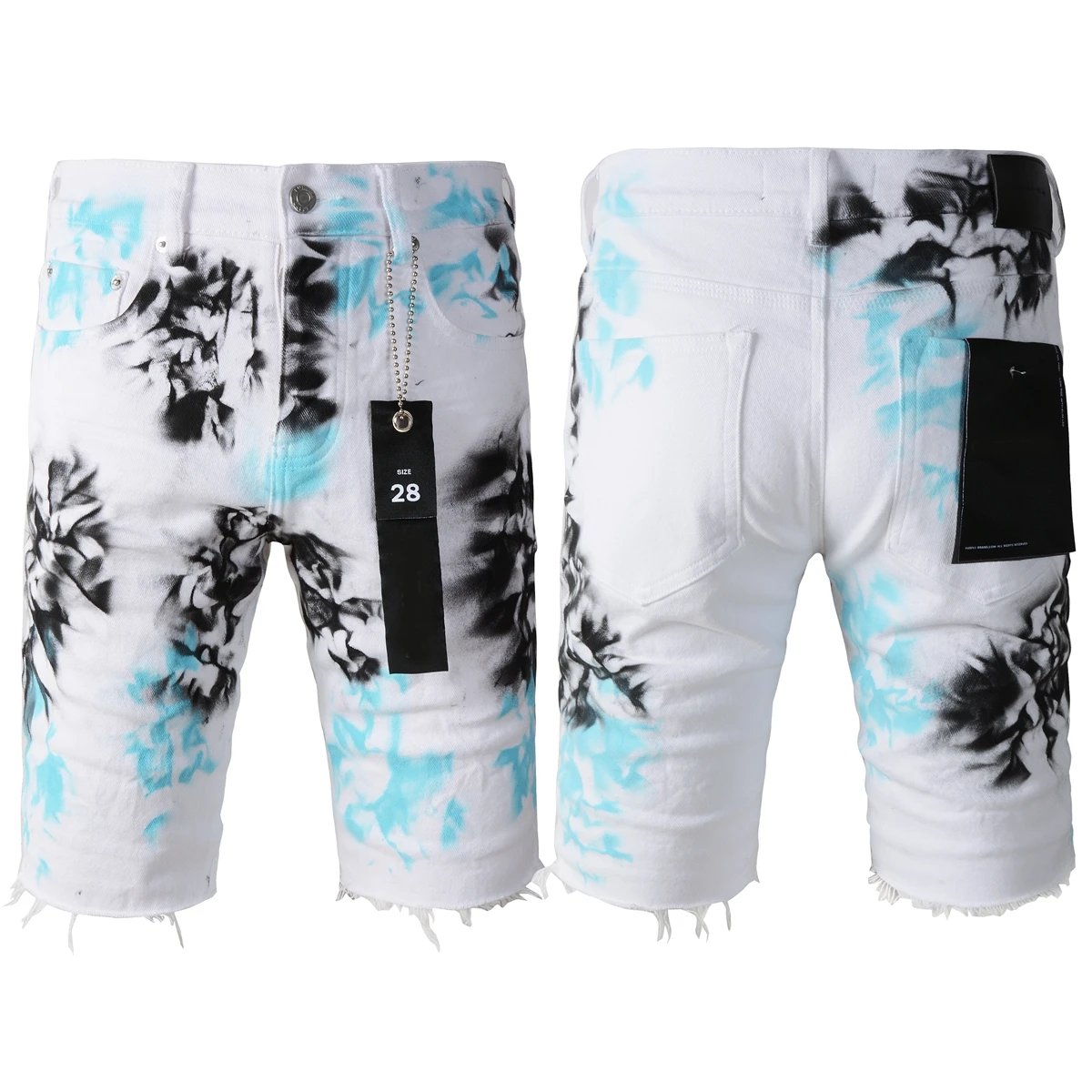 DSQUARED2 White Paint-Splatter Denim Shorts - 14/40