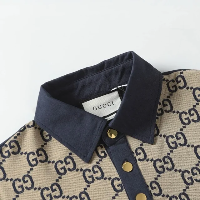 Gucci Shirts Short-Sleeve Polo Shirt with Web Stripe Shoulder Trim product detail image 10