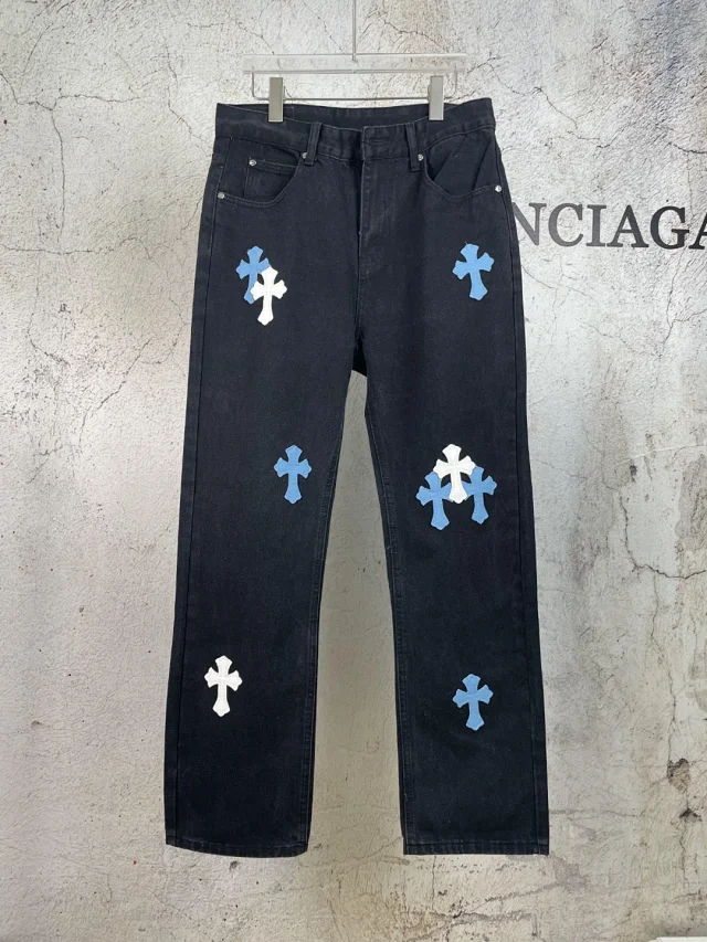 Chrome Hearts Jeans Embroidered patch straight-leg product detail image 11