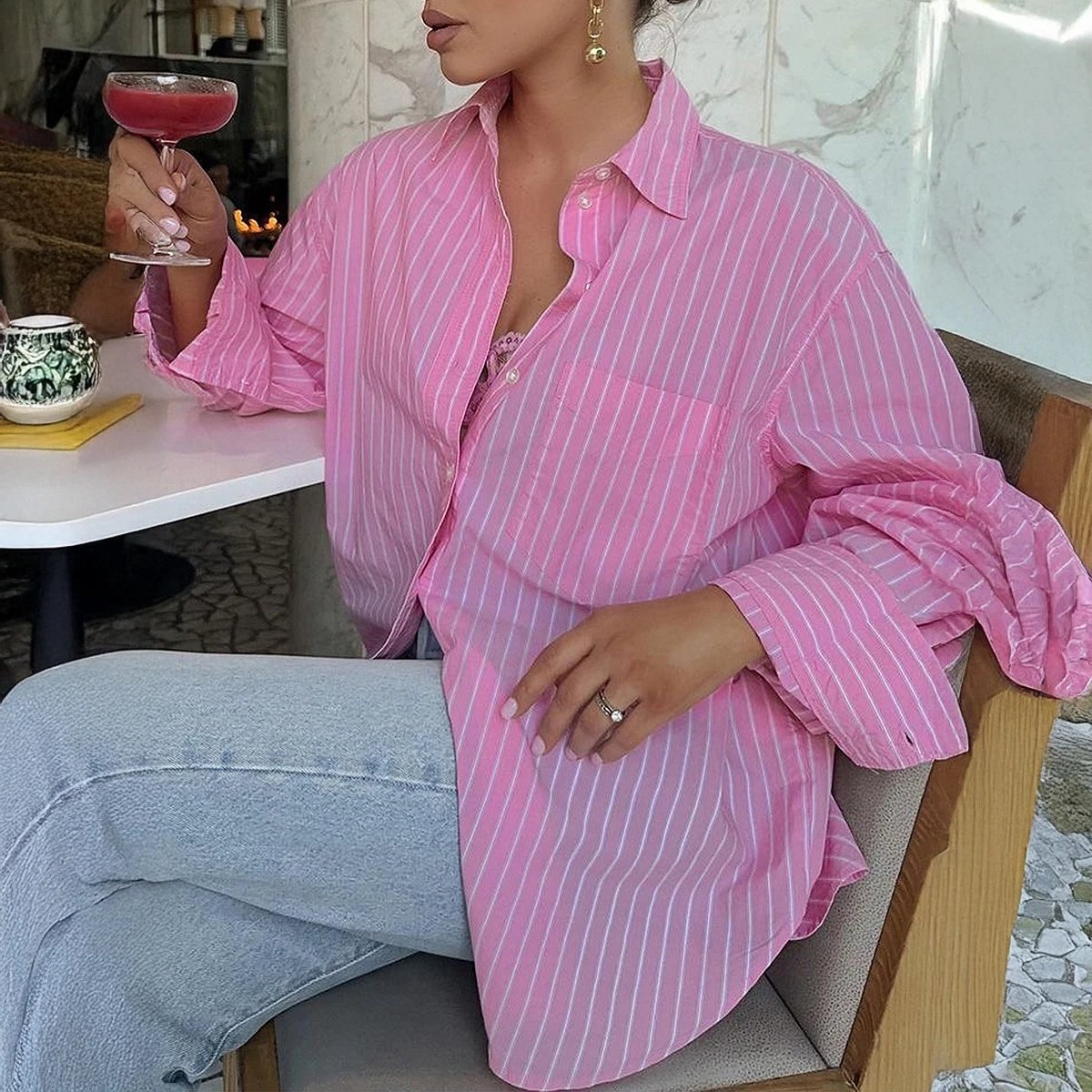 Striped shirt coat foto 2