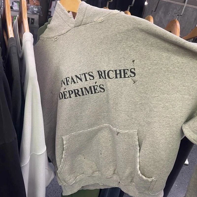 Melancholic Rich Second-Generation Heir Bai Jingting's Same Style Gradient Dye Casual Hoodie Washed Vintage Hooded Sweatshirt for Men and Women