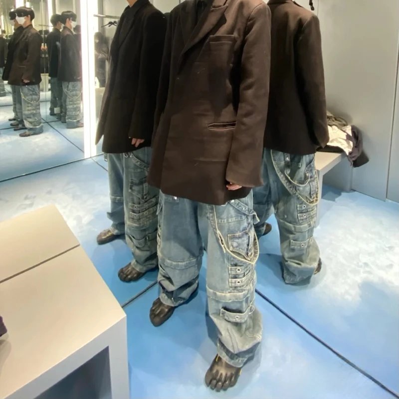 Design Cargo Pants Black Distressed Streetwear Pants - 2