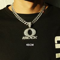 Silver pendant with diamond 45cm cuban c