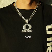 Silver pendant with diamond-encrusted 50