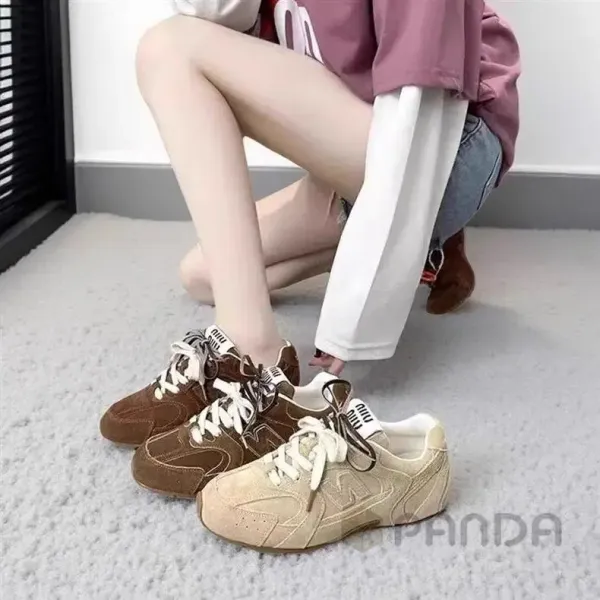 Design Velcro Strap Suede Sneakers Yellow - 10