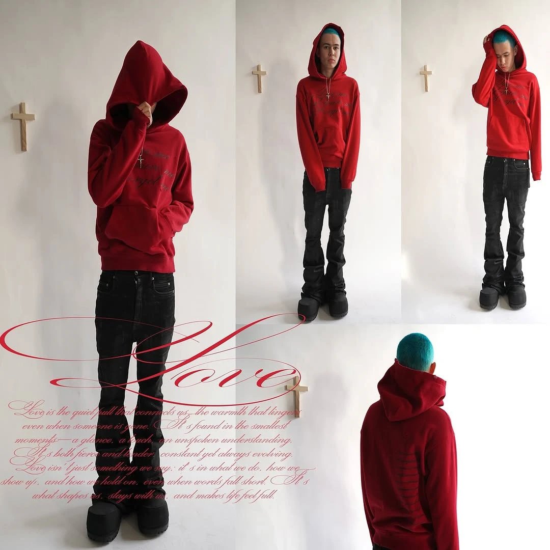 Dark Retro Punk Printed Long Sleeve Pullover Hoodie Y2K Street Style