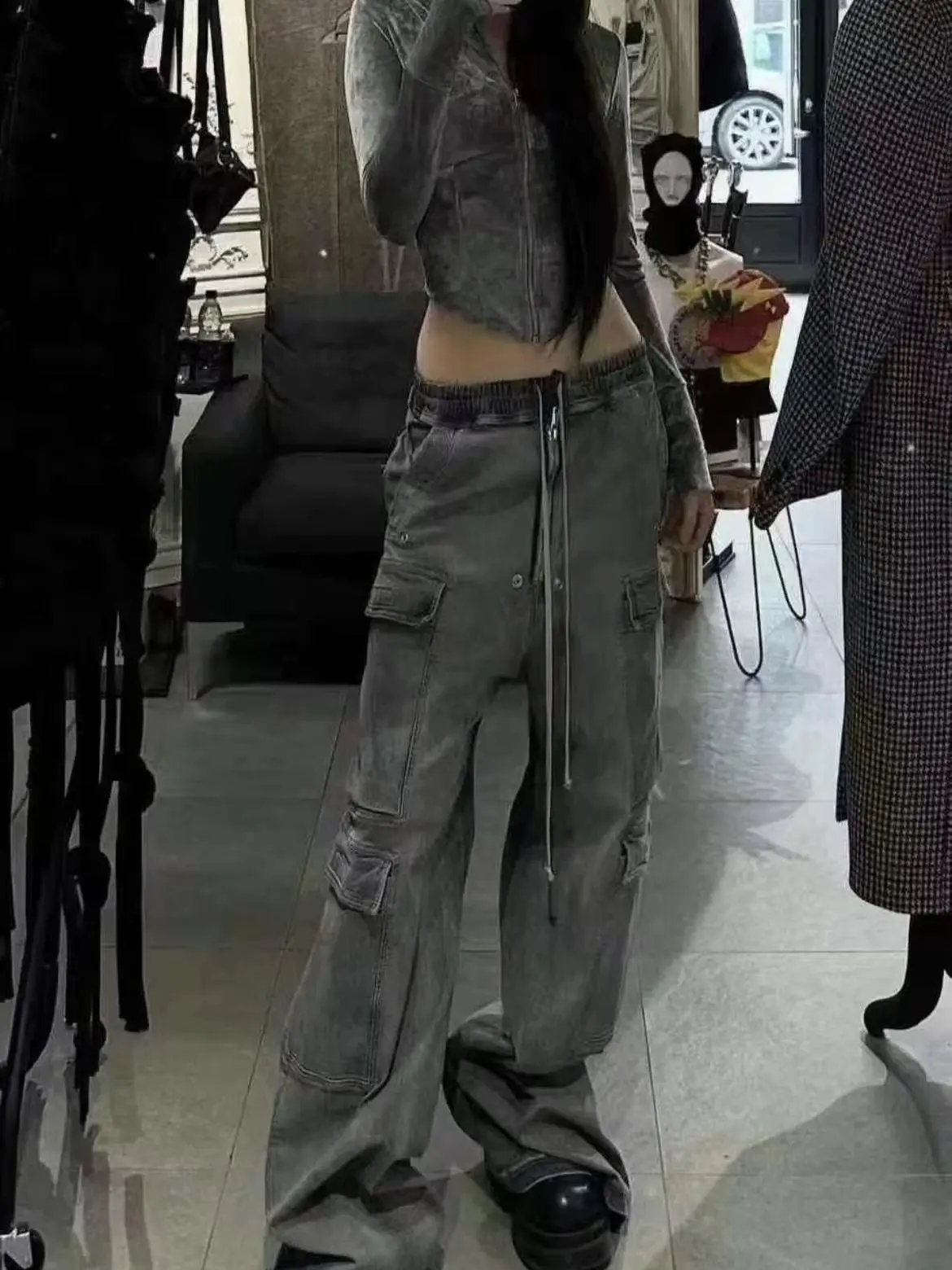 Rick Owens DRKSHDW Cargo Jeans Gray - 6