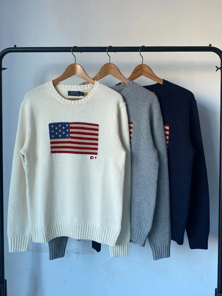 Rl Sweater Round Neck Star Flag · 2