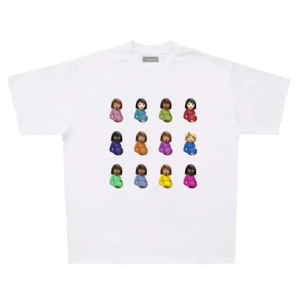 Design Emoji Pregnancy Grid White T-Shirt - 1