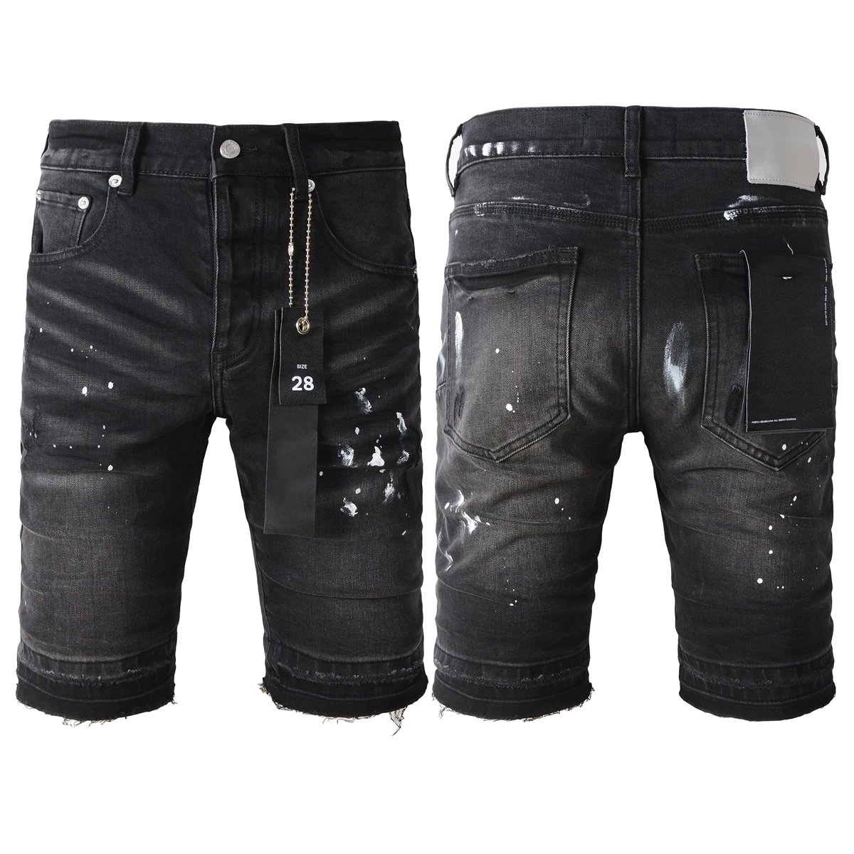 DSQUARED2 White Paint-Splatter Denim Shorts - 9/40