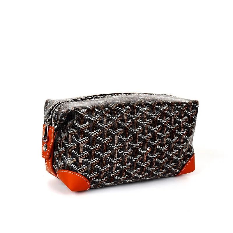 Premium Dog-Tooth Cosmetic Bag with Print, Zipper Clutch Toiletry Pouch, Unisex Travel Storage Bag