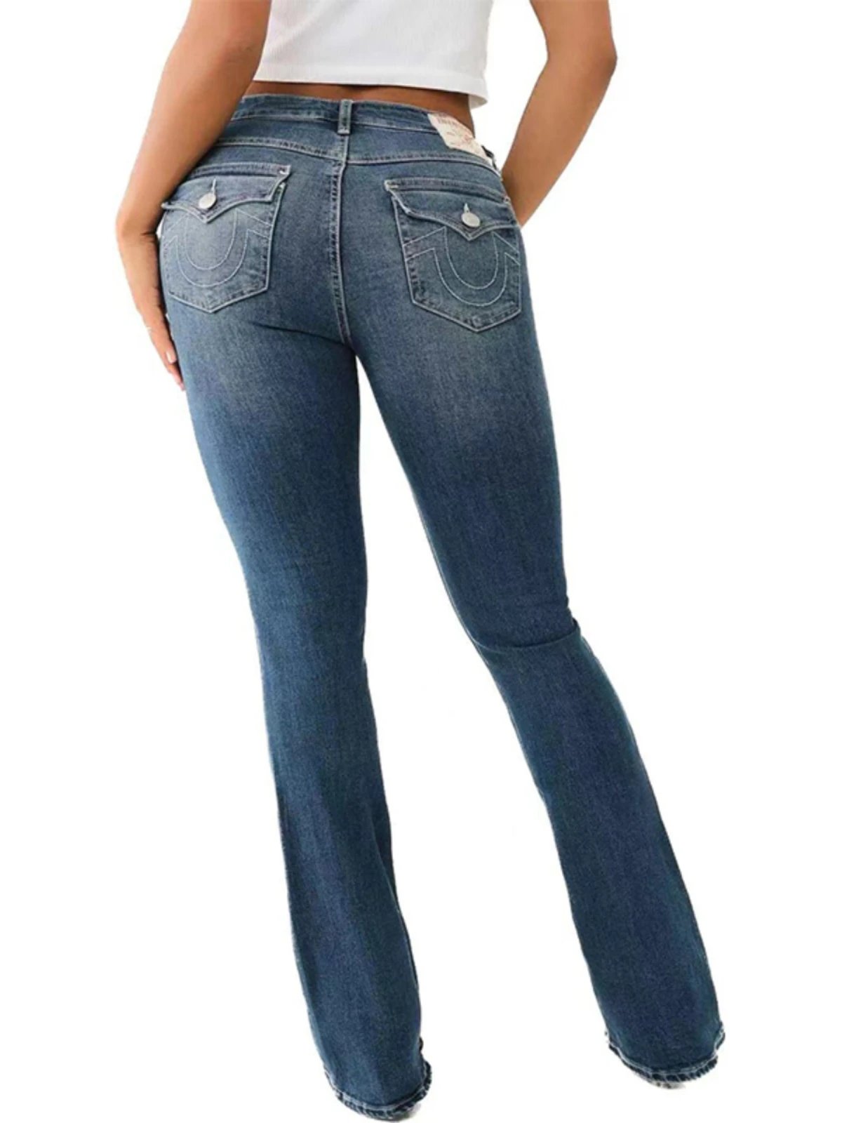 Design True Religion Skinny Fit Black Jeans with Signature Stitching Jeans - 4