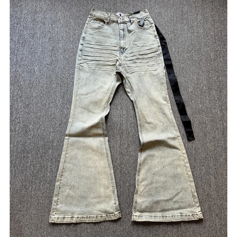 Flared High-Rise Distressed Jeans Light Wash