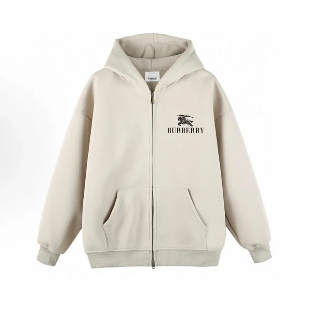 Burberry Hoodies & Sweatshirts Zip-Up Hooded Sweatshirt with Equestrian Knight Logo product detail image 7