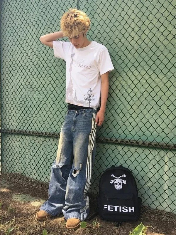 Double Waist Adidas Type Jeans: seller detail photo 1